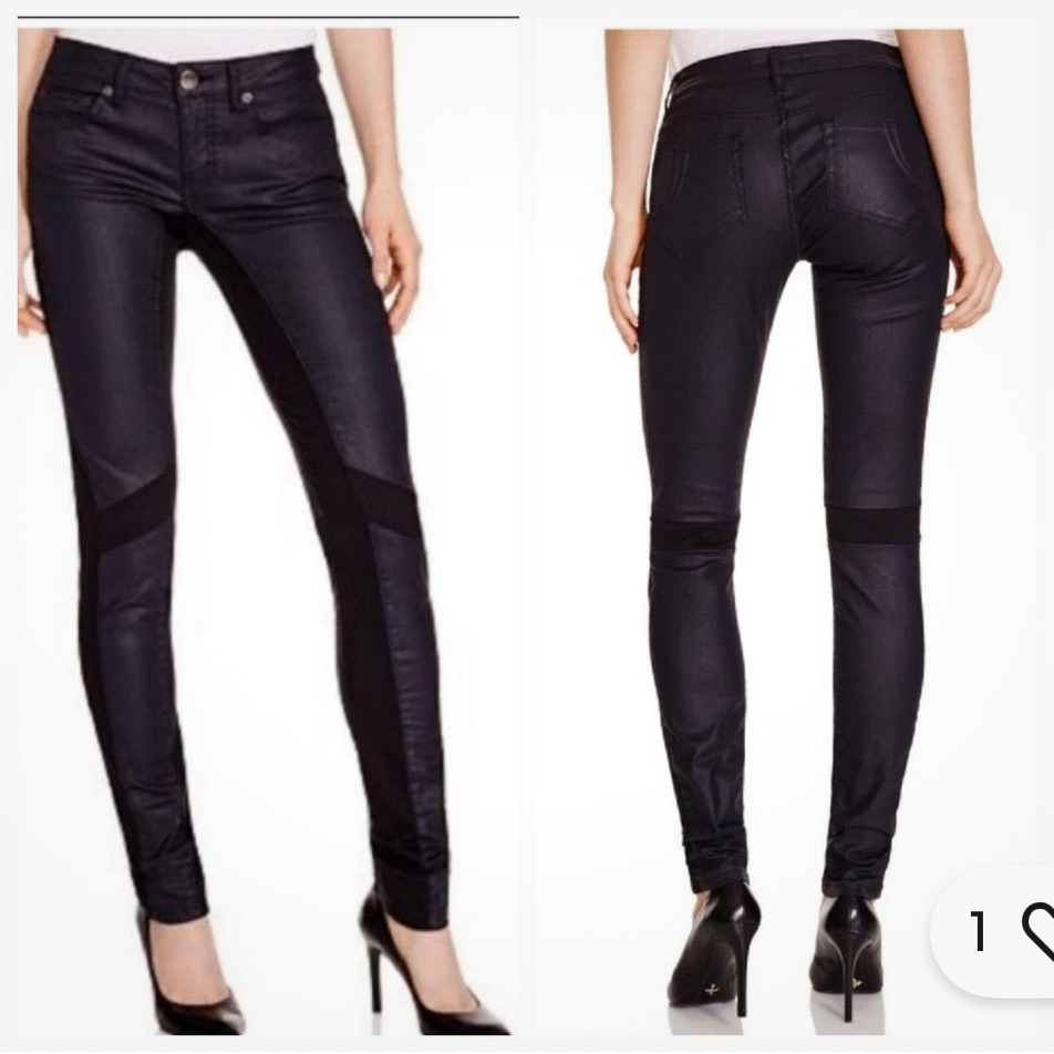 Maje Darpo Wax Paneled Skinny Jeans, Size 26